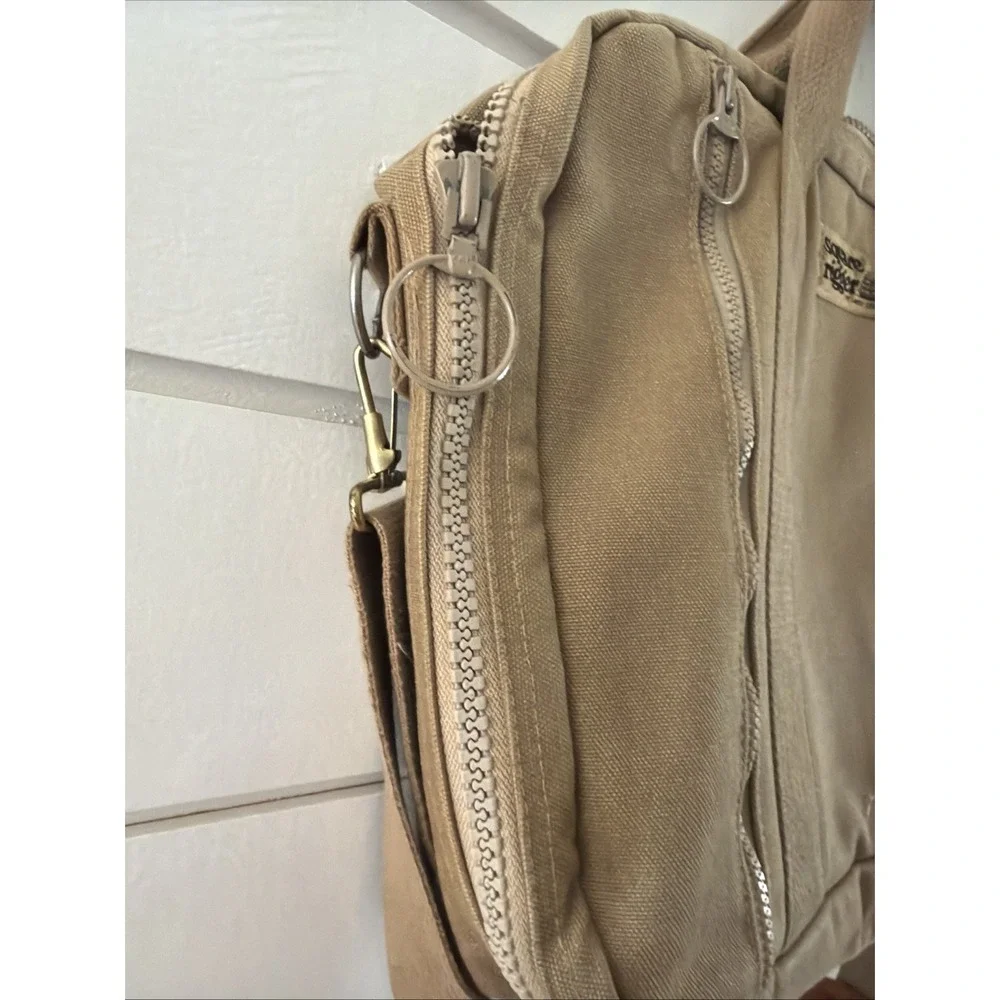 Vintage Lands End Square Rigger Shoulder Canvas Messenger Bag Khaki OLA0002